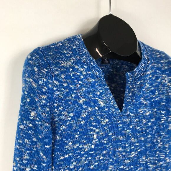 Lands' End Split Neck Pullover Sweater Women's Size XS Blue Stretch Knit Winter - Picture 5 of 13